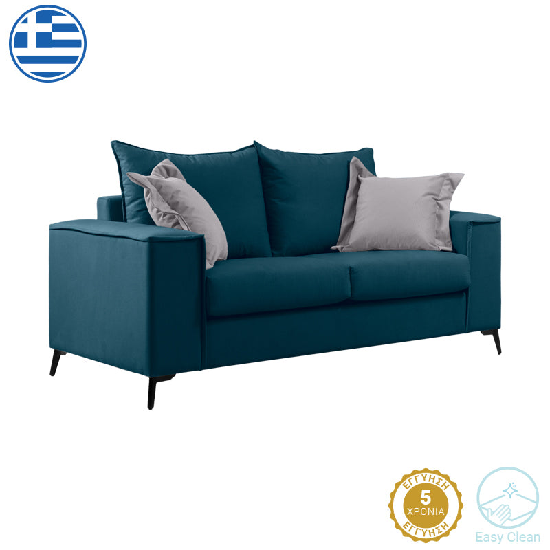 Verona pakoworld 2-seater sofa blue fabric with light grey cushions 173x93x100cm