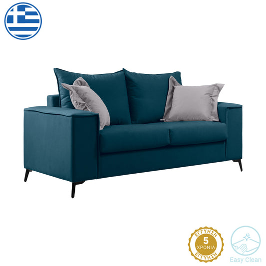 Verona pakoworld 2-seater sofa blue fabric with light grey cushions 173x93x100cm