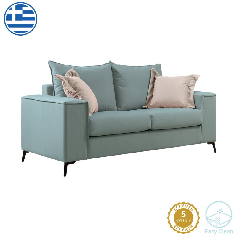 Verona pakoworld 2-seater sofa mint fabric with cream cushions 173x93x100cm