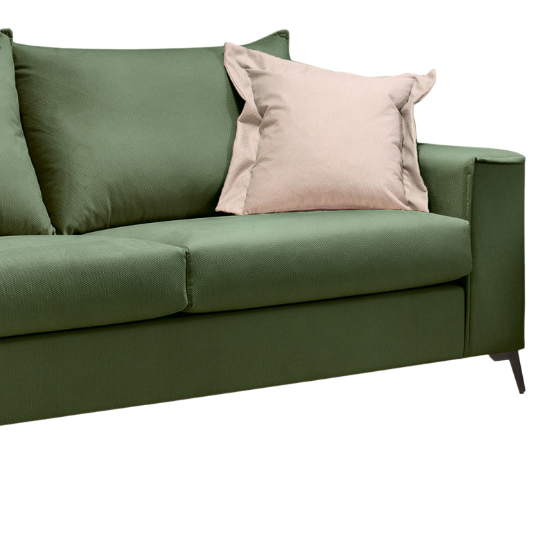 Verona pakoworld 3-seater sofa dark green fabric with cream cushions 225x93x100cm