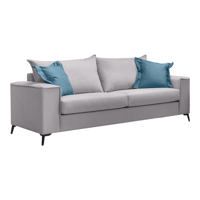 Verona pakoworld 2 pieces sofa set light grey fabric with blue-colored cushions