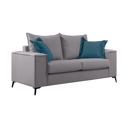 Verona pakoworld 2 pieces sofa set light grey fabric with blue-colored cushions