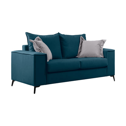 Verona pakoworld 2 pieces sofa set blue fabric with light grey-colored cushions