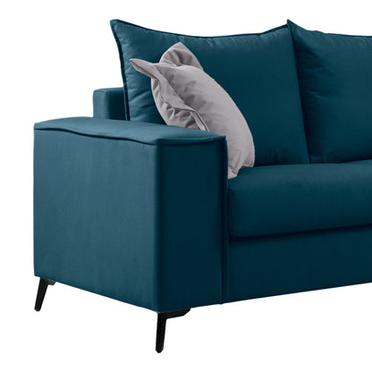 Verona pakoworld 2 pieces sofa set blue fabric with light grey-colored cushions