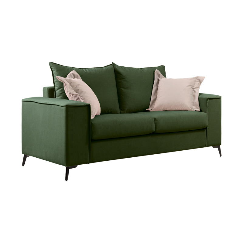 Verona pakoworld 2 pieces sofa set dark green fabric with cream colored cushions