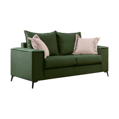 Verona pakoworld 2 pieces sofa set dark green fabric with cream colored cushions