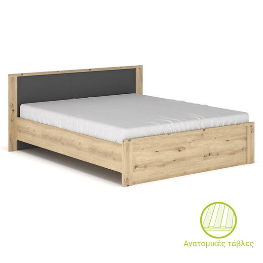 Double Bed Lavinia pakoworld color sonoma-anthracite 160x200cm