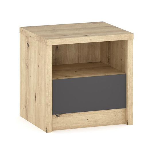 Nightstand Lavinia pakoworld with 1 drawer anthracite-sonoma color 46.5x39.5x45.5cm