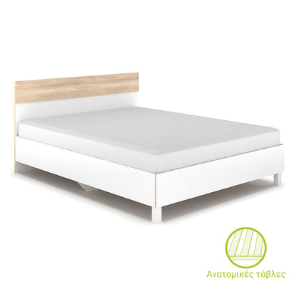 Double Bed Awell color sonoma-white 160x200cm