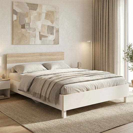 Double Bed Awell color sonoma-white 160x200cm