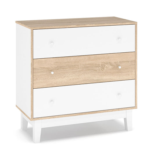 Chest of 3 drawers Awell  color sonoma-white 90x44x88.5cm