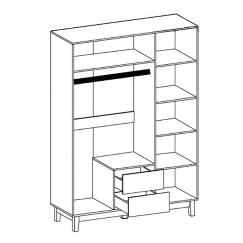 Wardrobe Awell pakoworld 3 doors color sonoma-white 153.5x54.5x216cm