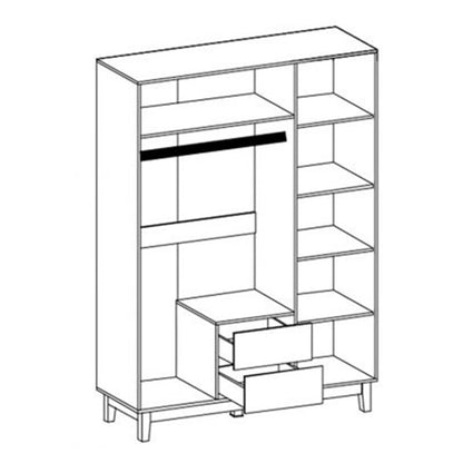 Wardrobe Awell pakoworld 3 doors color sonoma-white 153.5x54.5x216cm