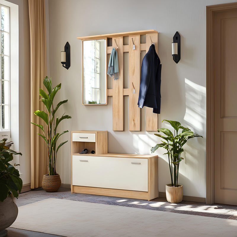 Entrance furniture Jamie color natural-white 100x27.5x187cm