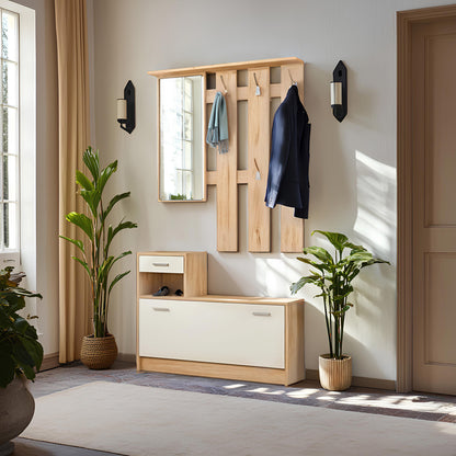 Entrance furniture Jamie color natural-white 100x27.5x187cm
