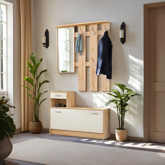 Entrance furniture Jamie color natural-white 100x27.5x187cm