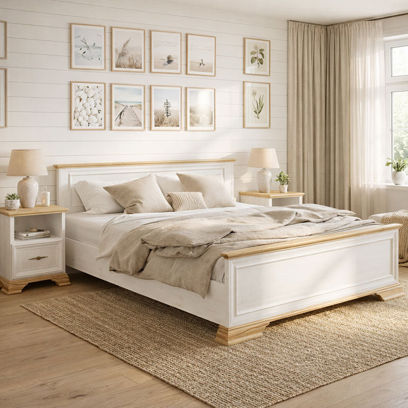 Double Bed Jaden color golden oak-white antique 160x200cm