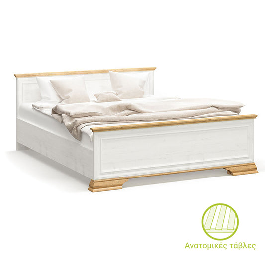 Double Bed Jaden pakoworld color golden oak-white antique 160x200cm