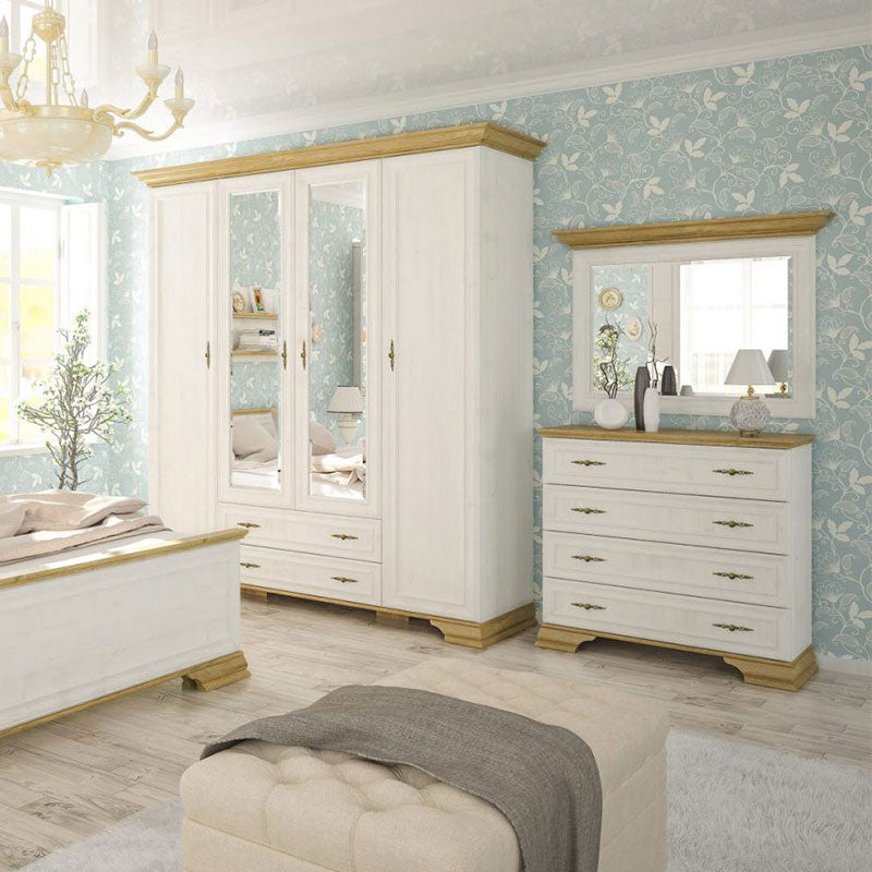 Chest of 4 drawers Jaden color golden oak-white antique 93.5x39x88.5cm