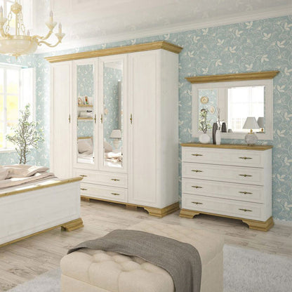 Chest of 4 drawers Jaden color golden oak-white antique 93.5x39x88.5cm