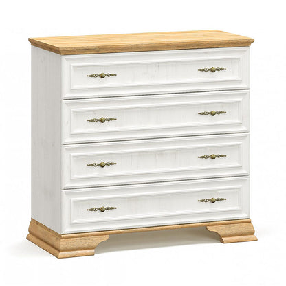 Chest of 4 drawers Jaden pakoworld color golden oak-white antique 93.5x39x88.5cm