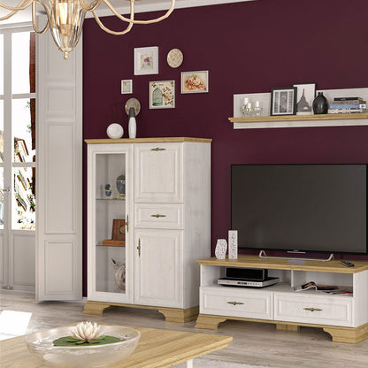 Showcase Jaden pakoworld golden oak-white antique 93.5x39x133cm