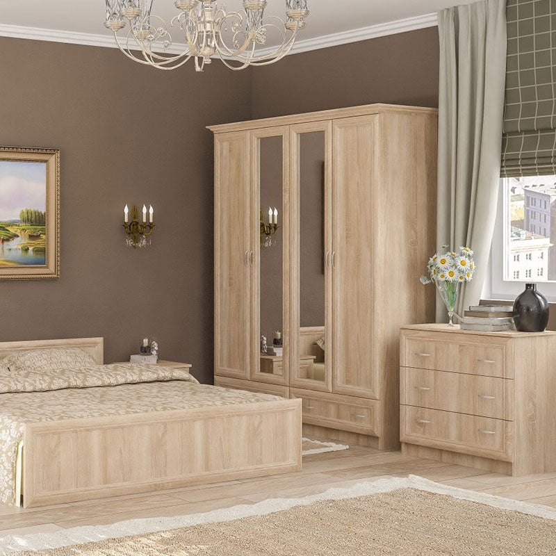 Wardrobe Rebecca pakoworld 4 doors mirror sonoma 160x52x210cm