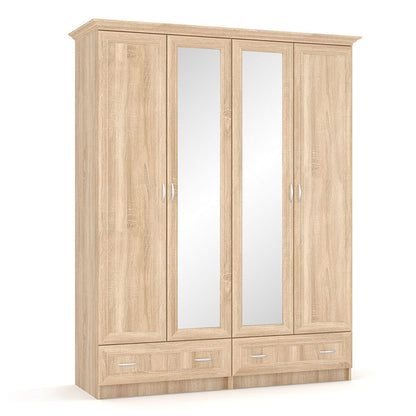 Wardrobe Rebecca pakoworld 4 doors mirror sonoma 160x52x210cm