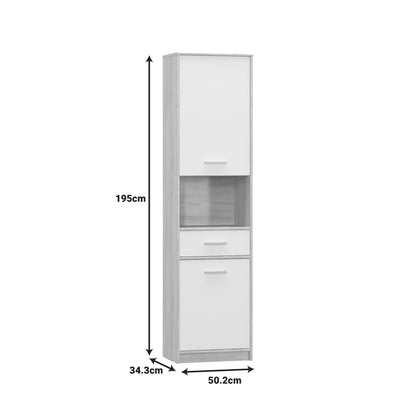 Letto column wardrobe in oak - matt white shade 50.2x34.3x195cm