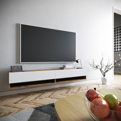 Handra pakoworld wall TV unit in color white-oak 180x31,5x29,5cm