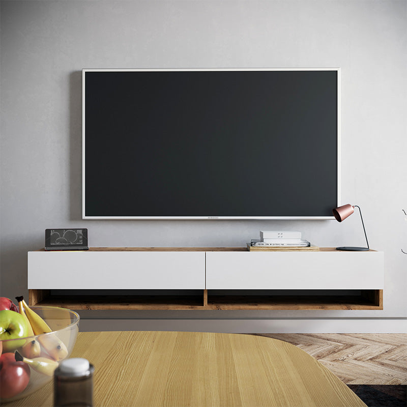 Handra pakoworld wall TV unit in color white-oak 180x31,5x29,5cm