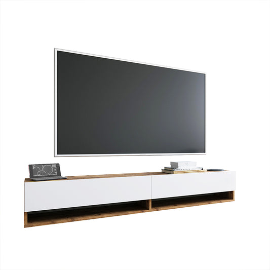 Handra pakoworld wall TV unit in color white-oak 180x31,5x29,5cm