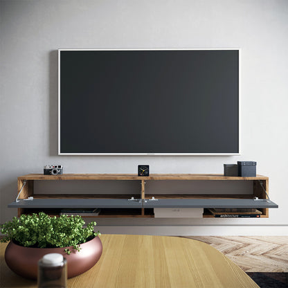 Handra pakoworld wall TV unit with shelf color anthracite-oak 180x31,5x29,5cm