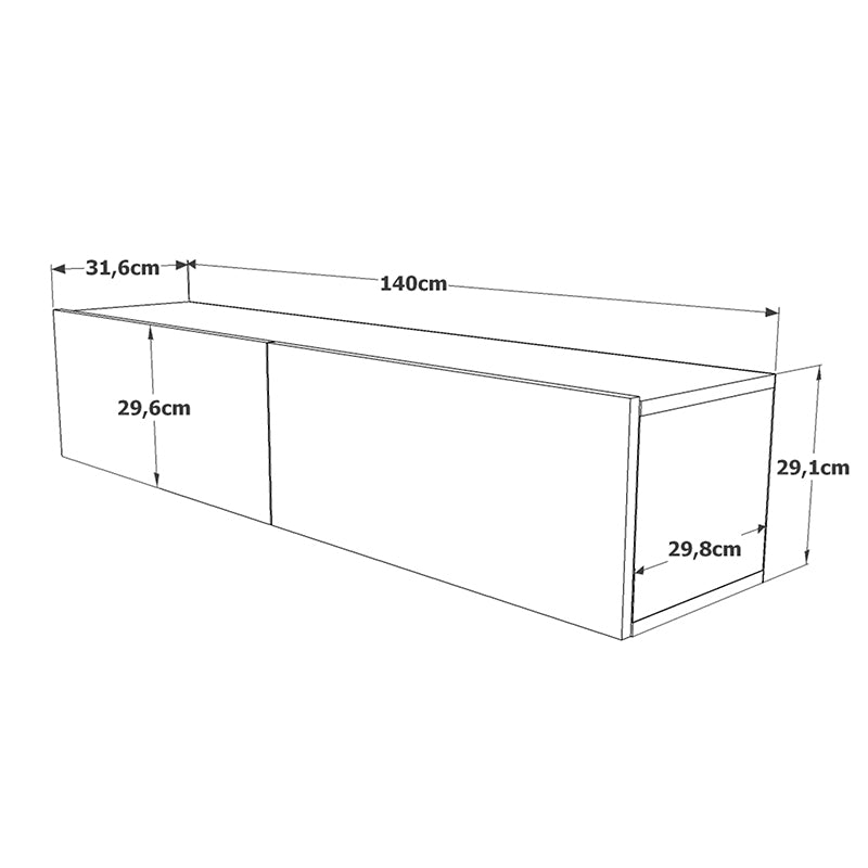 Dello pakoworld wall TV unit oak color 140x31,5x29,5cm