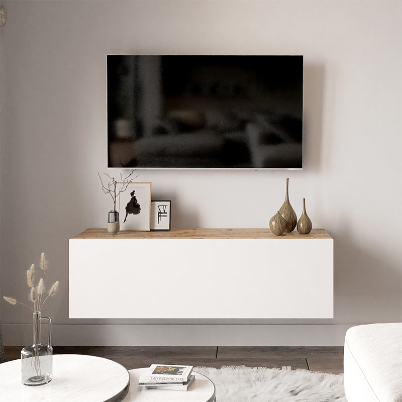 Serit wall TV unit in color white-oak 100x31,5x29,5cm