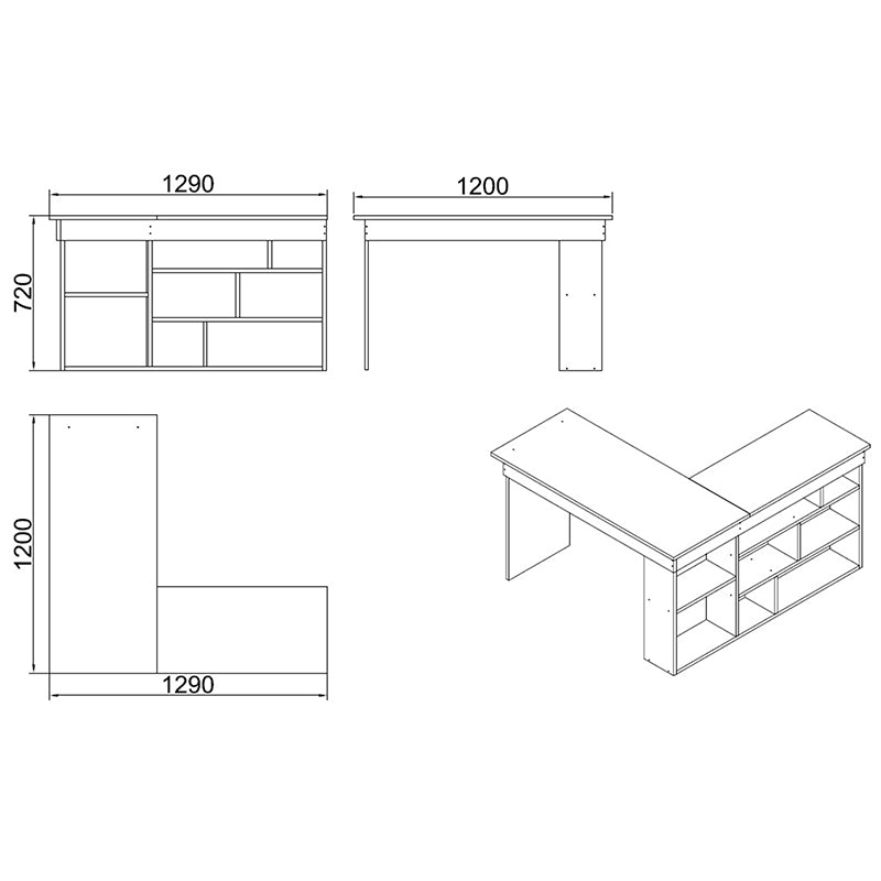 Rosaline pakoworld corner desk color white-oak 120x129x72cm