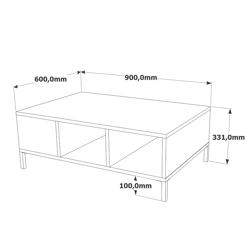 Coffee table Kermit pakoworld anthracite-walnut color 90x60x33cm