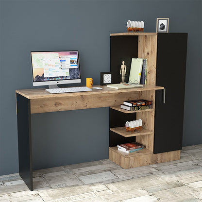 Kary pakoworld desk with shelf color black-oak 152,5x40x120cm