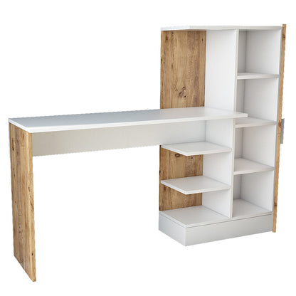 Kary pakoworld desk with shelf unit color white-oak 152,5x40x120cm