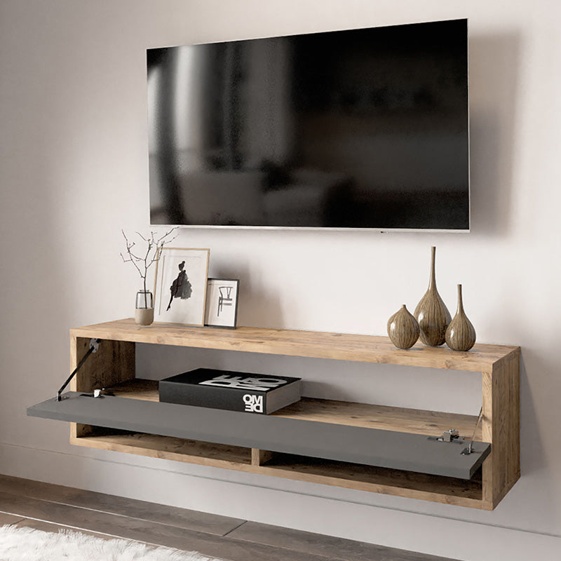 Roscoe wall TV unit with shelf color anthracite-oak 100x31,5x29cm
