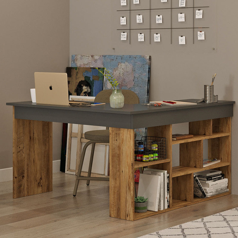 Rosaline pakoworld corner desk color anthracite-oak 120x129x72cm