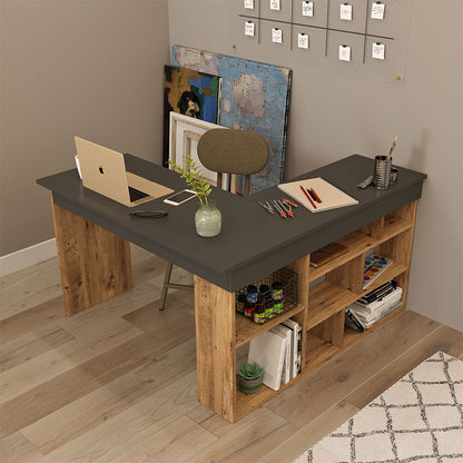 Rosaline pakoworld corner desk color anthracite-oak 120x129x72cm