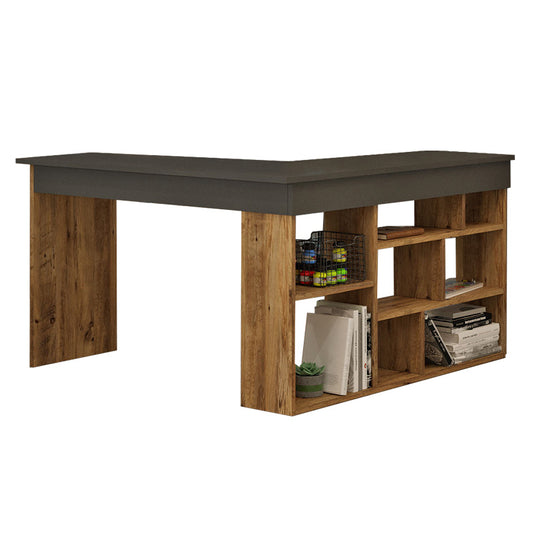 Rosaline corner desk color anthracite-oak 120x129x72cm