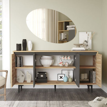 Sideboard Augusta oak-anthracite 160x40x78.5cm