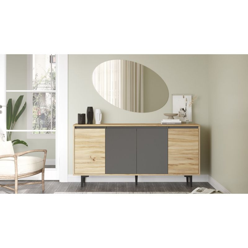 Sideboard Augusta oak-anthracite 160x40x78.5cm