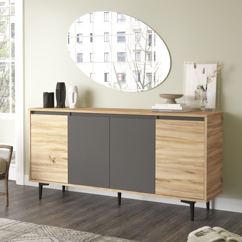 Sideboard Augusta oak-anthracite 160x40x78.5cm