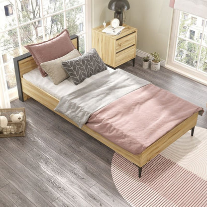 Single bed Augusta pakoworld oak-anthracite bed 90x190cm