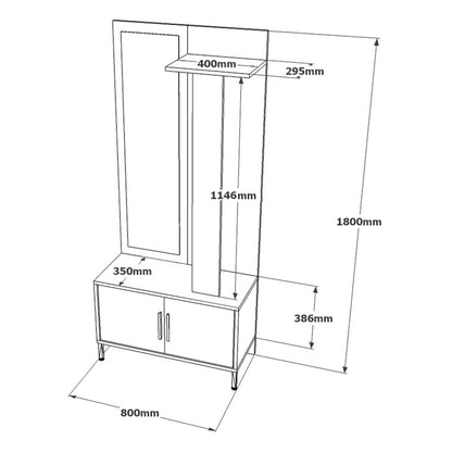 Entrance furniture Bridger pakoworld black-walnut 80x35x180cm