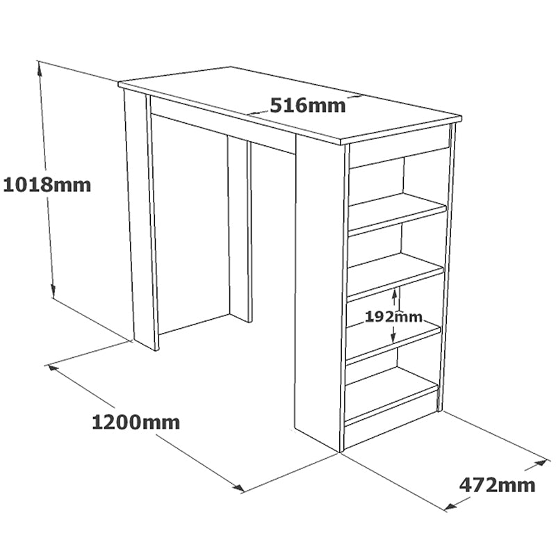 Table Bar Riff pakoworld white-sonoma120x51.5x101.5cm