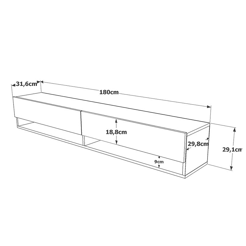 Roscoe pakoworld wall TV unit in color sonoma 180x31.6x29.6cm